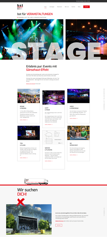 Website von bst Becker Studio Technik GmbH
