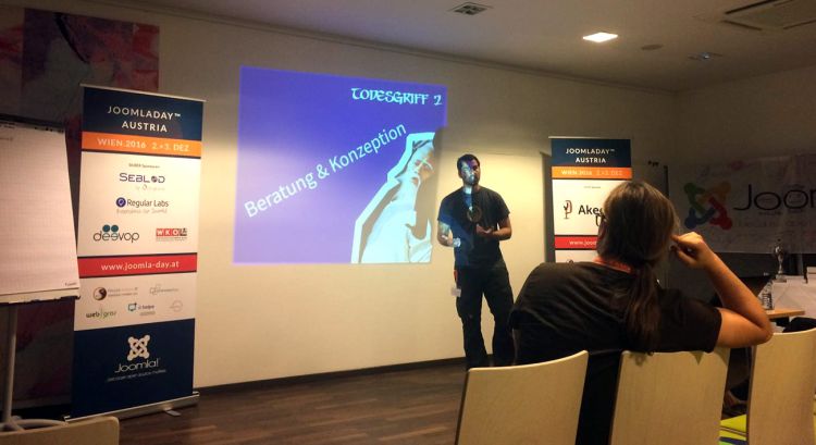 Alexander Metzler als Sprecher auf dem JoomlaDay in Wien